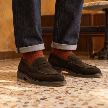 Mocassin daim 9784 Testa di moro
