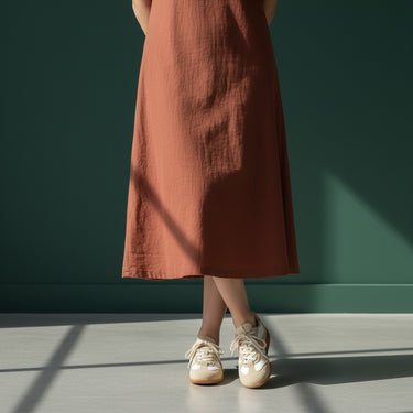 Baskets Bronx Park-err en daim et nylon satin jaune beurre avec semelle extérieure en gomme naturelle.