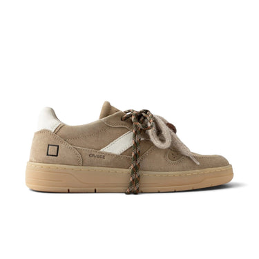 Baskets Court 2.0 Date pour moodeshop en cuir velours camel avec semelle en caoutchouc naturel et lacets bicolores