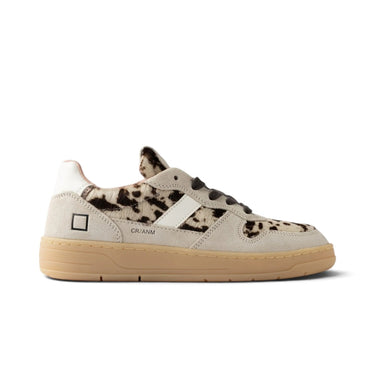 Baskets moodeshop Court 2.0 en daim beige et cuir façon vache avec semelle en caoutchouc naturel