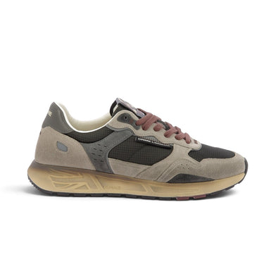 Baskets Crime moodeshop en nylon ripstop et daim couleur army taupe avec semelle en gomme vulcanisée vintage