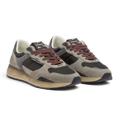 Baskets Crime moodeshop en nylon ripstop et daim couleur army taupe avec semelle en gomme vulcanisée vintage