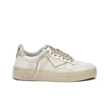 Baskets moodeshop 4b12 Hyper blanches en cuir avec détails platine et semelle gomme effet vintage