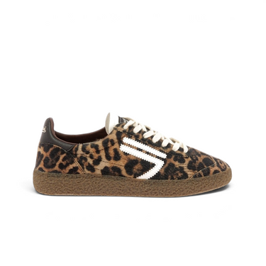 Baskets Puraai Xs savana moodeshop à motif léopard avec semelle en caoutchouc naturel et détails en cuir vegan