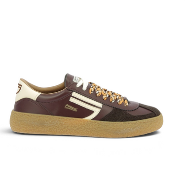 Baskets Puraai vintage moodeshop en cuir vegan merlot avec semelle en caoutchouc naturel et lacets bicolores