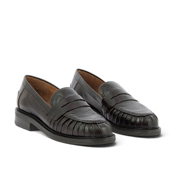 Mocassins artisanaux Billi bi pour moodeshop en cuir athène couleur mogano avec semelle cousue et talon 1.5 cm