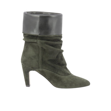 Bottes moodeshop en veau velours vert selvatico avec revers en cuir et talon recouvert de 6 cm, fabrication italienne