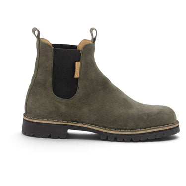 Bottines Chelsea Cime T170 en croûte de cuir velours couleur musk avec semelle crantée Vibram, style artisanal.