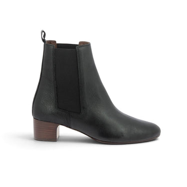 Bottines Chelsea moodeshop Niabella en cuir grainé noir avec talon bloc de 3 cm et empiècements élastiques