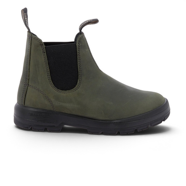 Bottines Chelsea moodeshop 2635 en cuir vert olive avec bandes élastiques noires et semelle crantée antidérapante