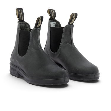 Bottines Chelsea Blundstone 1910 pour femme en daim ciré gris acier avec semelle en gomme antidérapante chez moodeshop