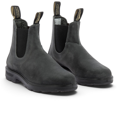 Chelsea boots Blundstone 1910 pour homme en daim ciré gris acier avec semelle en gomme antidérapante chez moodeshop