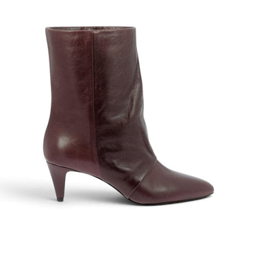 Bottines artisanales moodeshop en cuir bordeaux avec talon recouvert de 6 cm, fabriquées en Italie
