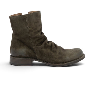 Bottines artisanales moodeshop Fiorentini + baker en croûte de cuir ciré couleur caffe avec talon bas