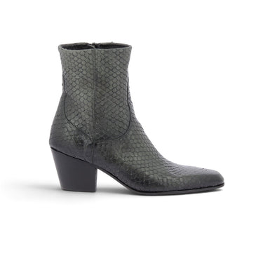 Bottines artisanales Pantanetti pour moodeshop en cuir gris effet écailles avec talon de 5 cm