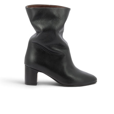 Bottines moodeshop Lully 55 en cuir baby calf noir avec talon recouvert de 5,5 cm, style artisanal fabriqué au Portugal
