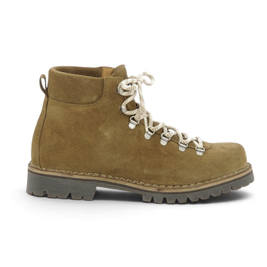 Bottines de randonnée artisanales moodeshop Boe Tucson en croûte de cuir velours tabac avec semelle Vibram
