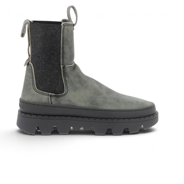 Bottines Chelsea moodeshop Satorisan en cuir kaki et noir avec semelle chunky crantée éco-responsable
