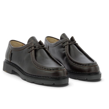 Derbies artisanales Pellet -1860 moodeshop en cuir de veau couleur pecan avec semelle crantée en gomme