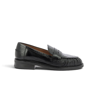 Mocassin Billi bi noir en cuir athène avec semelle cousue, disponible chez moodeshop