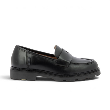 Mocassins Milano moodeshop en cuir de veau noir avec semelle crantée artisanale