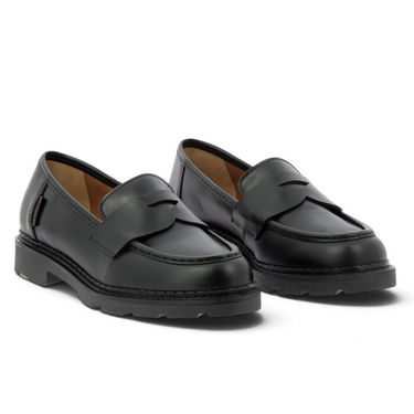 Mocassins Milano moodeshop en cuir de veau noir avec semelle crantée artisanale