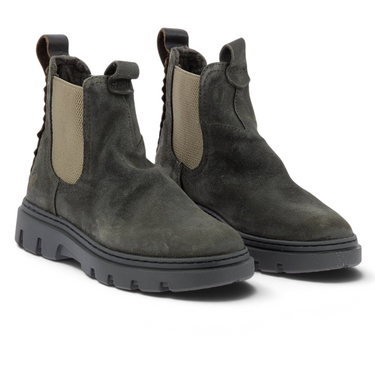 Bottines Chelsea moodeshop Satorisan Unalome en croûte de cuir huilé couleur beluga avec semelle crantée commando