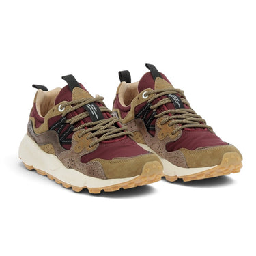 Baskets moodeshop Yamano 3 en daim et nylon bordeaux, chêne et bronze avec semelle trail ultralégère