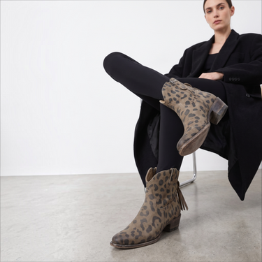 Boots bonnie en daim léopard