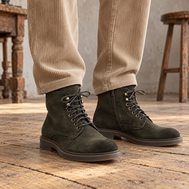 Bottines lacet daim 16614 oliva