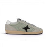 Baskets artisanales ama brand Sun homme en cuir et nylon mesh taupe et logo cuir noir avec semelle gomme vintage