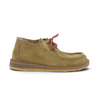 Chaussure artisanale moodeshop Astorflex Beenflex en daim couleur whisky avec semelle en crêpe et lacets contrastés
