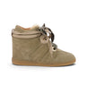 Basket compensée Serafini Manhattan 50 en cuir velours khaki avec doublure en sherpa, vendue par moodeshop