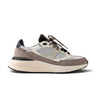 Basket runner D.A.T.E. Musa chez moodeshop en suède taupe, mesh gris et cuir blanc cassé avec semelle chunky bicolore