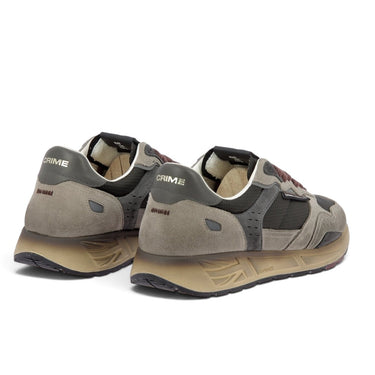 Baskets Crime moodeshop en nylon ripstop et daim army taupe avec semelle en gomme vulcanisée vintage