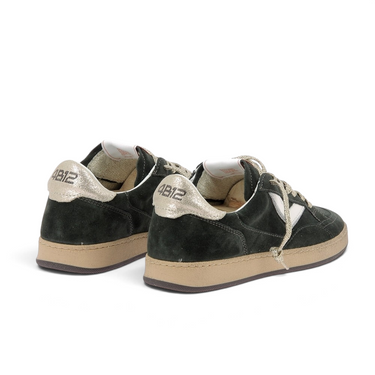 Baskets 4b12 Playnew en cuir velours vert foncé avec talon doré, marque moodeshop, vue arrière