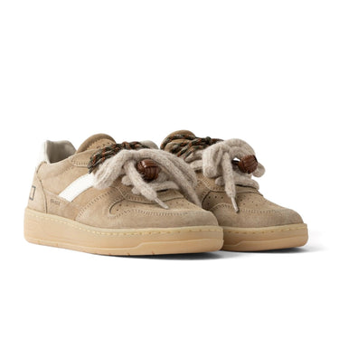 Baskets moodeshop Court 2.0 en daim camel avec lacets épais et semelle en caoutchouc naturel