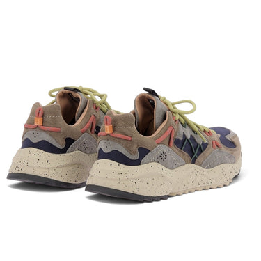 Baskets homme Flower mountain Yamabushi moodeshop en daim et nylon marron, bleu marine et beige avec semelle mouchetée