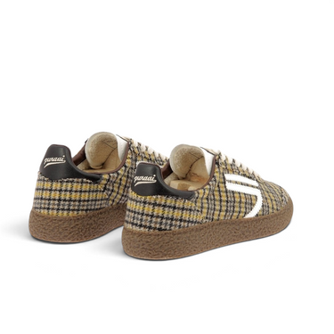 Baskets éco-responsables moodeshop Puraai en drap de laine à motif pied-de-goule jaune et noir avec semelle gomme