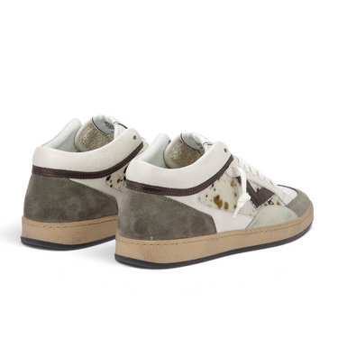 Baskets montantes artisanales moodeshop Playmid en cuir et daim, coloris Texas taste avec semelle gomme vintage