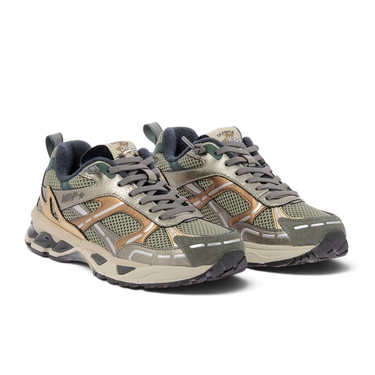 Baskets running Mrp Melrose moodeshop en cuir métallisé et mesh vert palm-shadow avec semelle en gomme