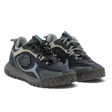 Baskets Satorisan Jacube bleu foncé en cuir et coton délavé avec semelle running en gomme, vendues par moodeshop
