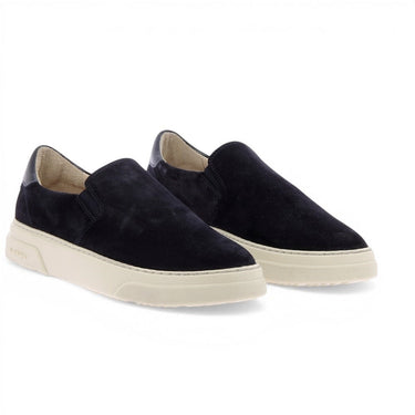Baskets slip-on Sacha moodeshop en croûte de cuir velours bleu marine avec semelle en gomme cousue latérale