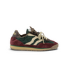 Baskets artisanales Mrp Utah en cuir velours bordeaux et vert avec semelle en gomme, vendues par moodeshop