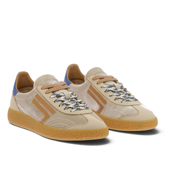 Baskets éco-responsables Puraai Xs velour couleur salted caramel en suède et velours chez moodeshop
