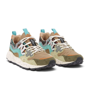 Baskets Flower mountain Yamano 3 moodeshop en daim et laine marron cognac ocre avec semelle trail ultralight