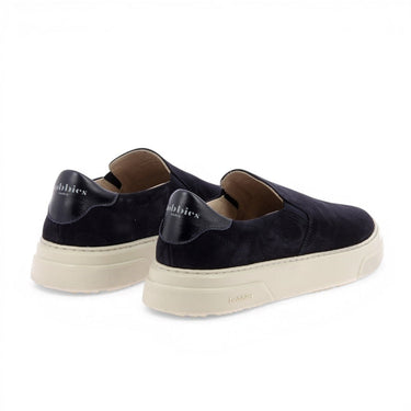 Baskets slip-on moodeshop Bobbies Sacha en cuir velours bleu marine avec semelle épaisse en gomme cousue