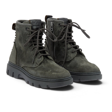 Bottines Satorisan Unalome pour homme en daim vintage couleur Beluga avec semelle en caoutchouc chez moodeshop
