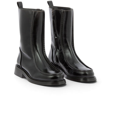 Bottes artisanales moodeshop en cuir espresso avec semelle cousue et talon de 2,5 cm, fabriquées au Portugal