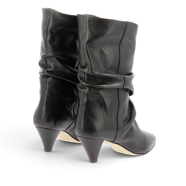 Bottes artisanales The seller moodeshop en cuir marron moro avec talon recouvert de 6 cm, vue arrière